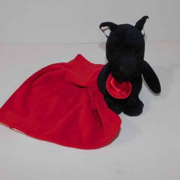 2014 Carters Black Scottie Dog Red Security Blanket Plush Baby Lovey nunu - Picture 5 of 6
